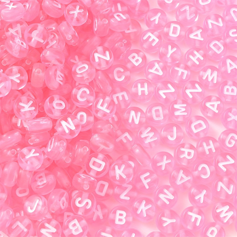 200pcs Pink Letter Acrylic Beads