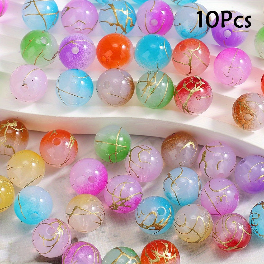 8-16 mm Multicolor Two-Tone Gold-Thread Acrylic Beads