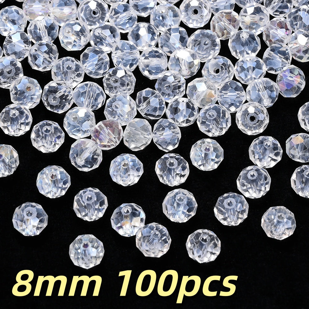 200/500pcs 4/6mm Transparent AB Faceted Glass Beads