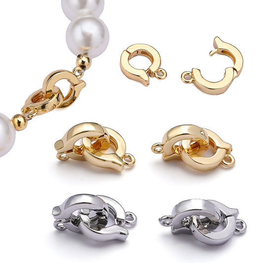 1 Pair 8mm Gold & Silver Copper Jewelry Clasps