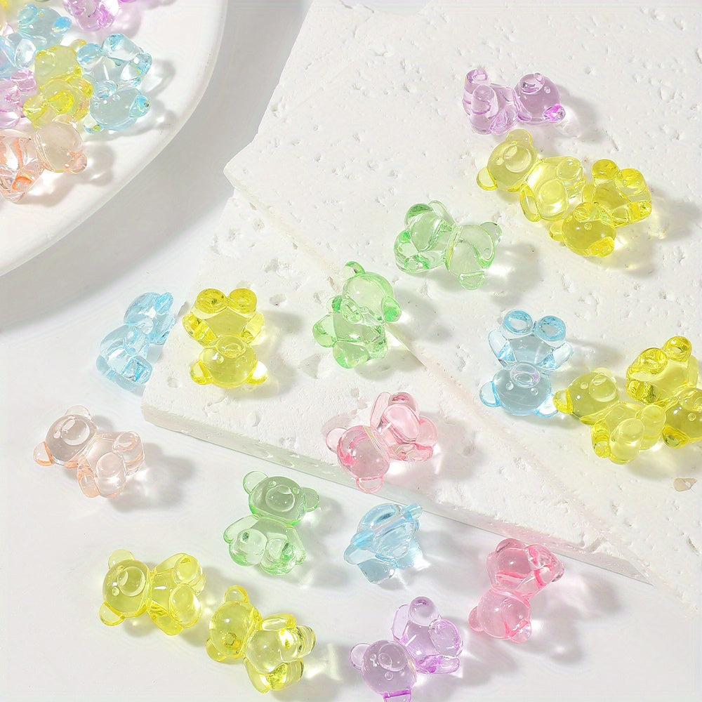 20pcs 8x11mm Transparent Bear Acrylic Beads