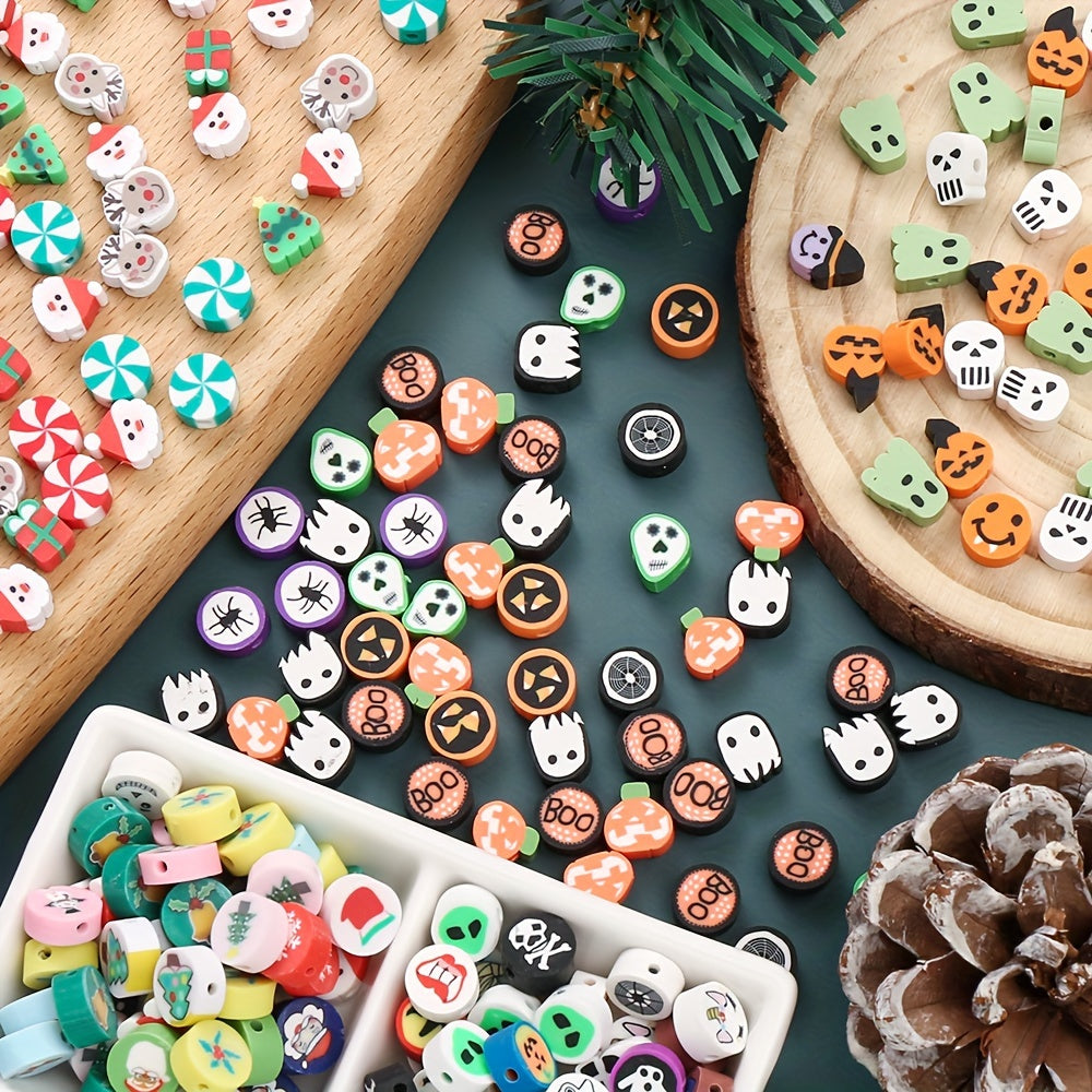 50pcs 8-10mm Halloween Ghost Clay Beads