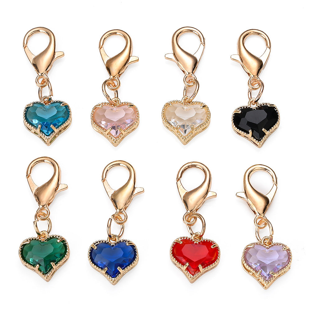 Colorful Crystal Heart Pendant Charms