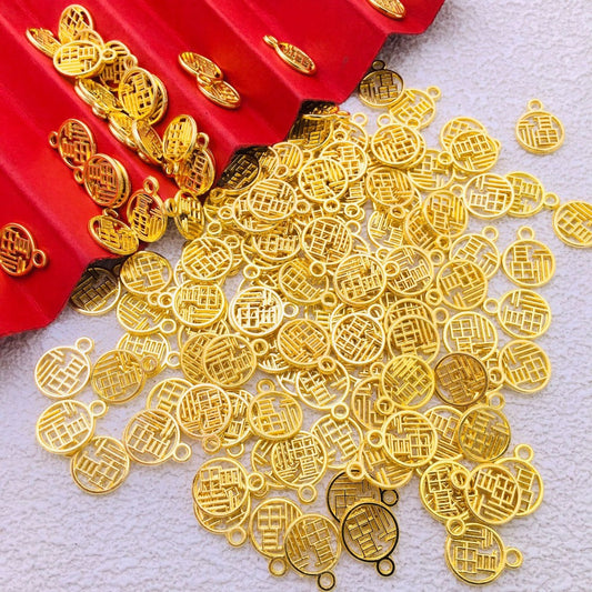 10 mm Guofeng Lucky Alloy Pendant Charms