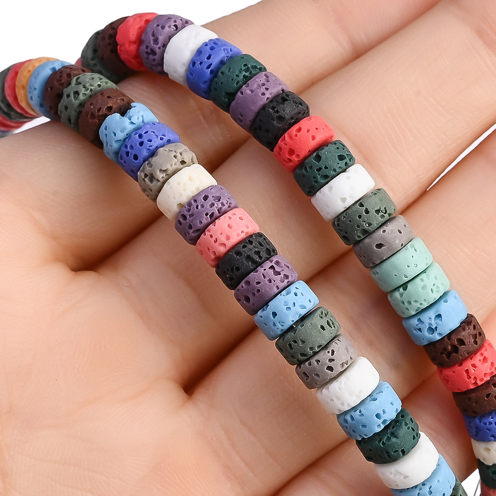 Rough Textured Flat Cylindrical Stone Spacer Bead