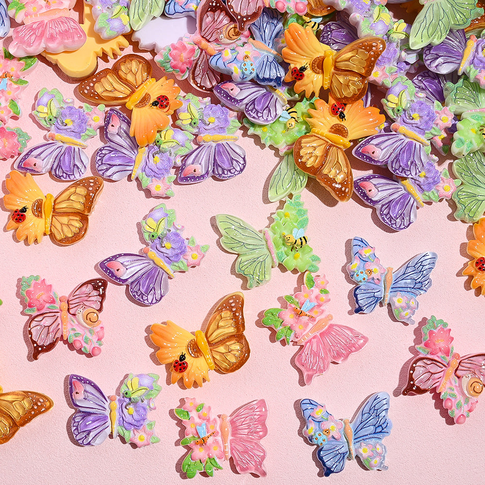 10PCS 22×26mm Colorful Butterfly Resin Flatback Embellishment Set