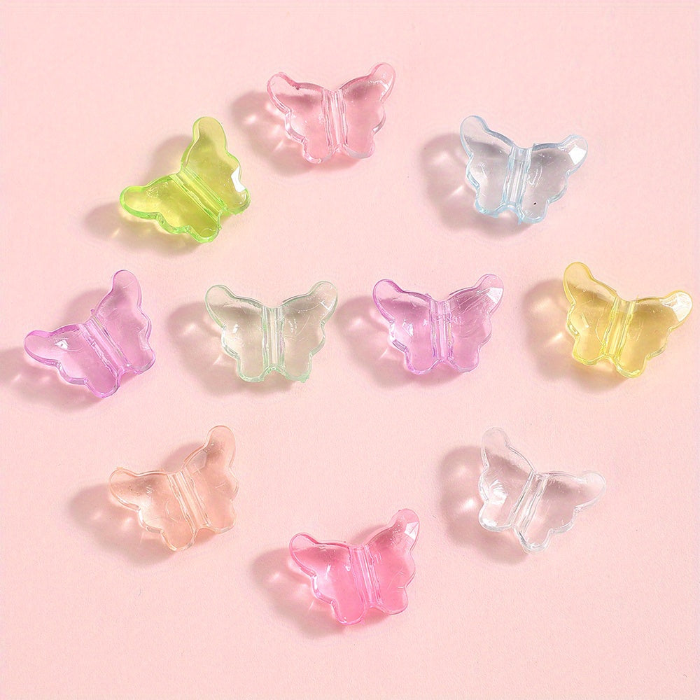 50pcs Transparent Butterfly Acrylic Beads
