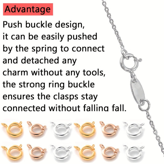 10PCS 7mm Gold & Silver Spring Clasps with Open Jump Rings