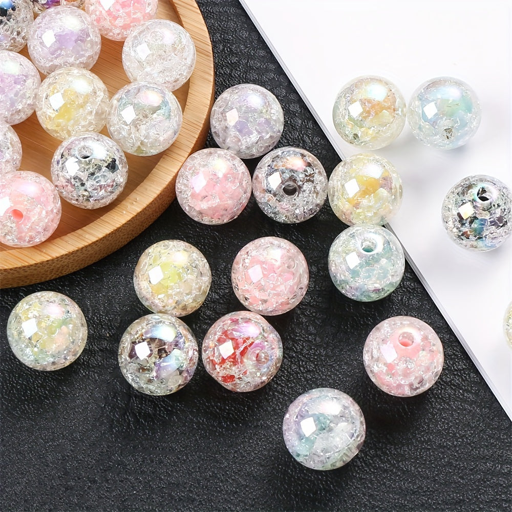 10pcs 16mm Cracked AB Resin Round Beads