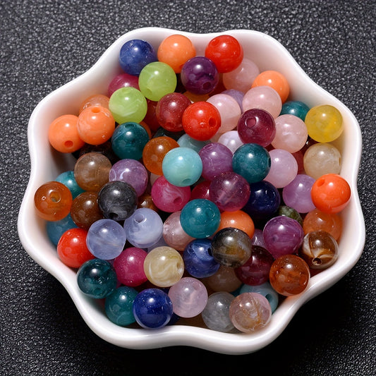 100PCS 8mm Multicolor Gradient Acrylic Spacer Bead Set