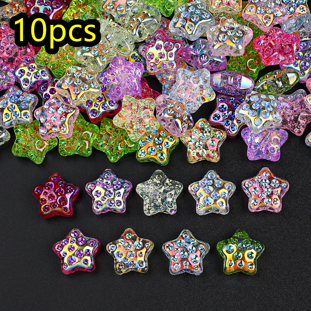 10pcs 18mm Vibrant Star Glass Beads