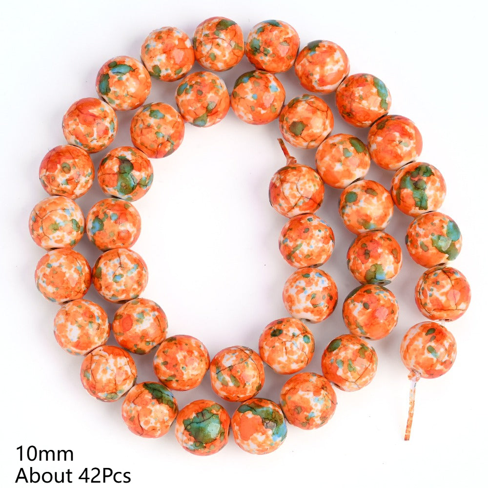 Orange Green Spacer Loose Beads