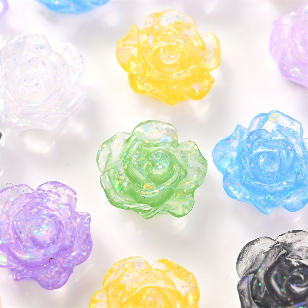Fluorescent Camellia Acrylic Flatback Beads