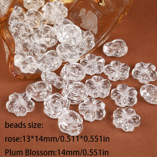 Transparent Flower Glass Beads