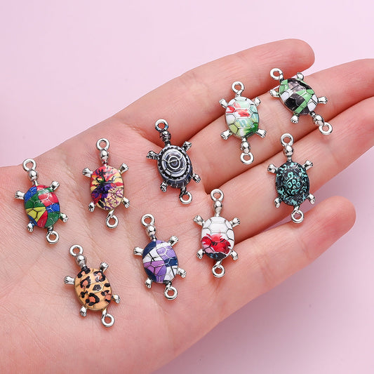 10PCS Multicolor Alloy Turtle Pendant Set