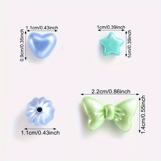 50/100PCS Assorted Styles Matte Acrylic Beads - Stars, Hearts, Butterflies