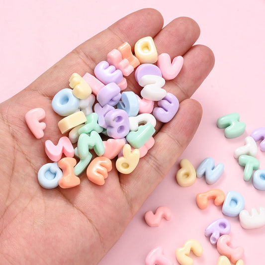 9-12 mm Transparent Candy Color Resin Letter Beads