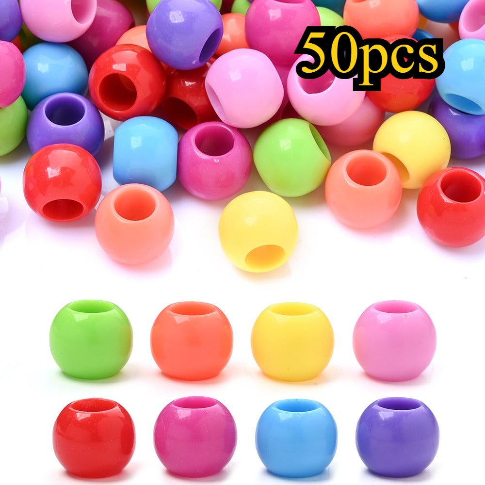 50pcs 9.5x12mm Colorful Acrylic Large Hole Beads