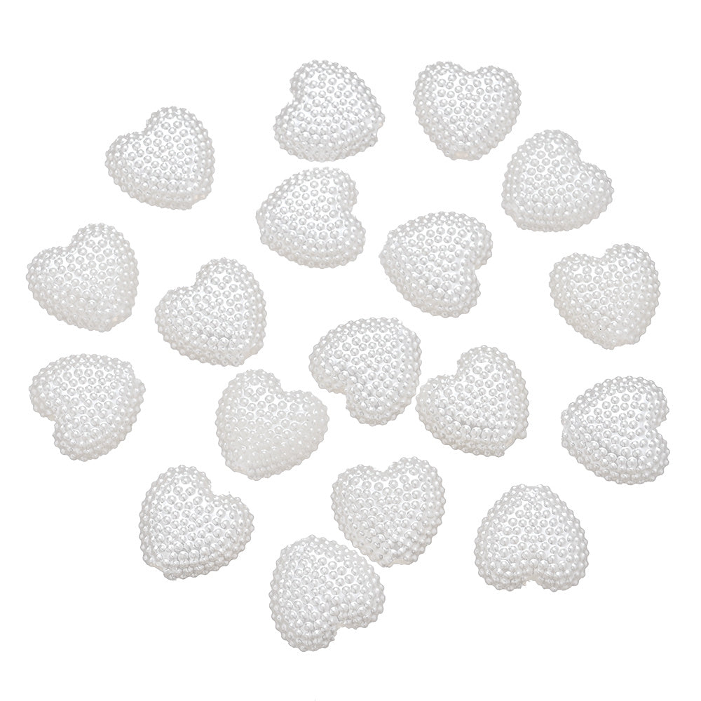 50pcs 12mm Pure White Acrylic Heart Beads