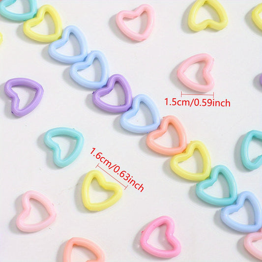 15x16 mm Multicolor Hollow Heart Acrylic Spacer Beads
