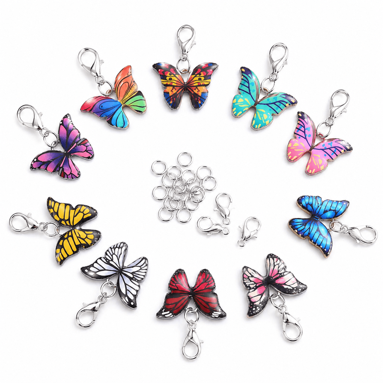 Butterfly Pendant Lobster Keychain Set