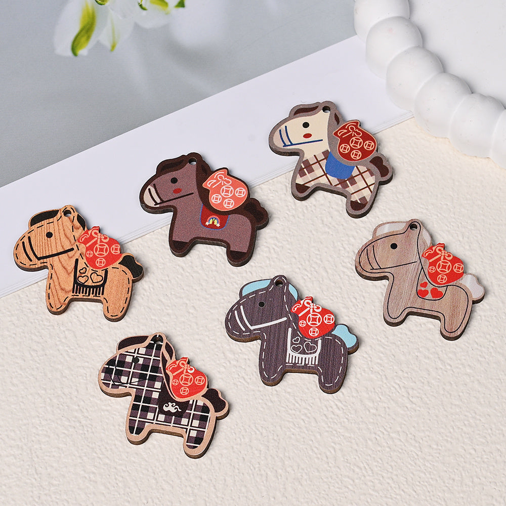 Lucky Horse Wooden Pendants