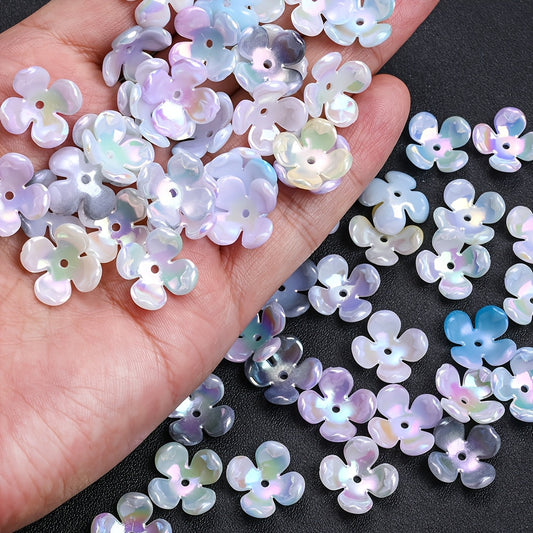 50-Piece 15 mm Multicolor Four-Petal Acrylic Flower Beads