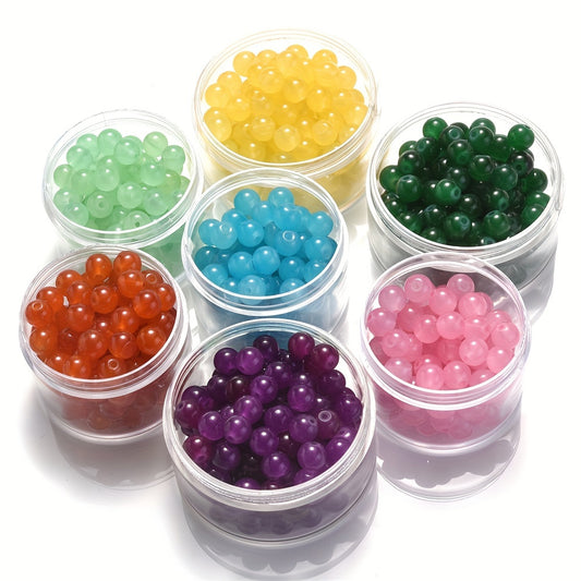 100pcs 8mm Colored Round Glass Beads