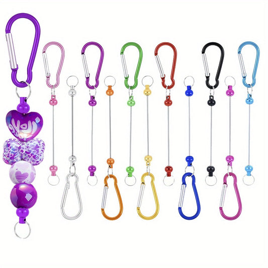 15-Piece Multicolor Blank Beadable Keychain Clasp Set