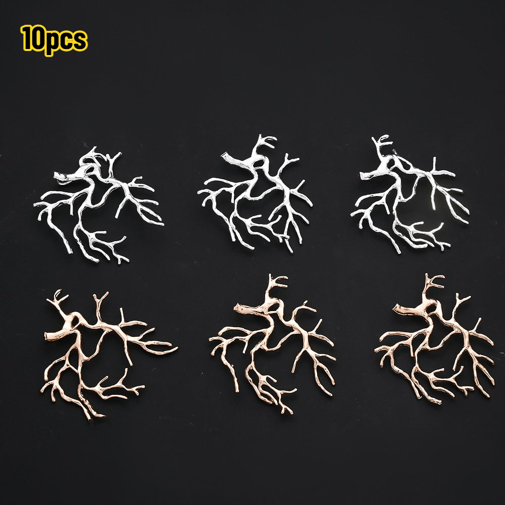 10PCS Gold & Silver Tree Branch Bead Cap Pendant Set