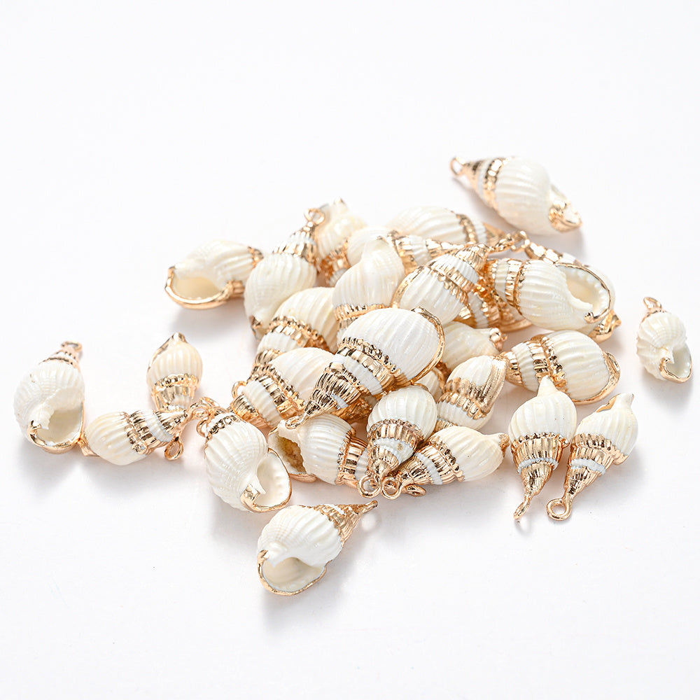8pcs Multi-Color Printed Conch Shell Beads
