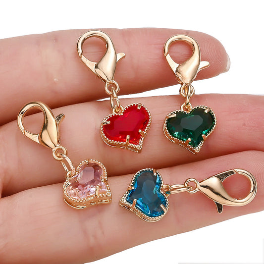 Colorful Crystal Heart Pendant Charms