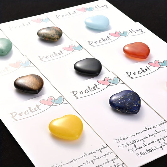 10PCS Mixed Natural Stone Love Bead Gift Set with Pocket Cards