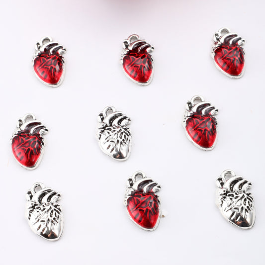 Two-Tone Heart Alloy Pendant Charms
