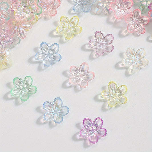 200pcs 12mm UV Color Flower Acrylic Beads