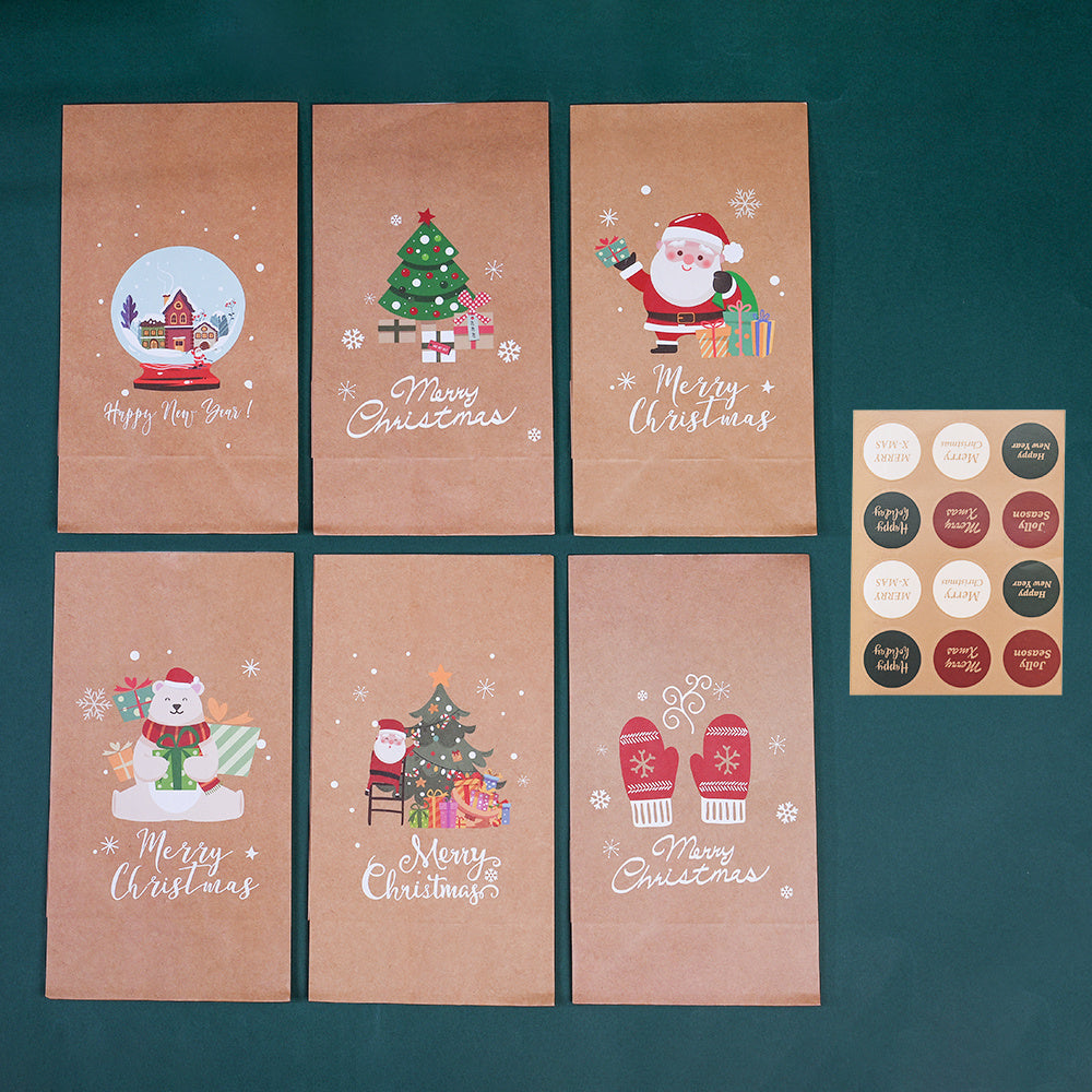 Christmas Paper Gift Bags with Sealing Stickers
