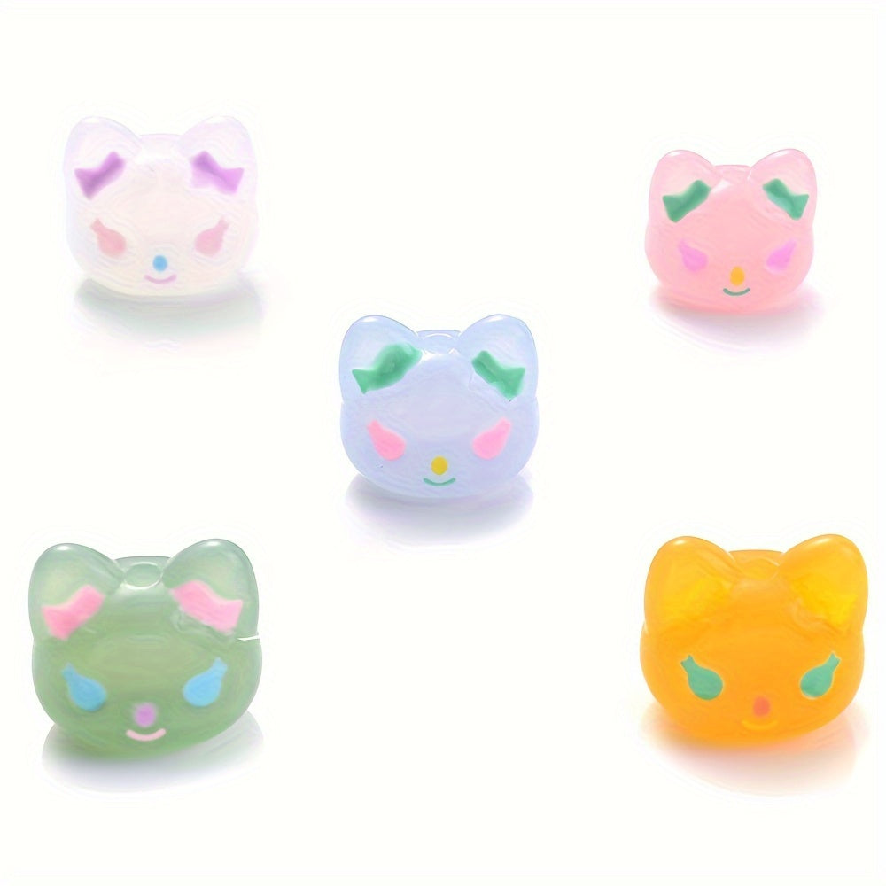 5PCS 17×19mm Luminous Owl Head Acrylic Bead Set