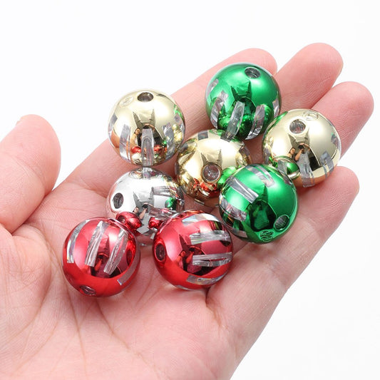 Christmas Striped Acrylic Round Beads