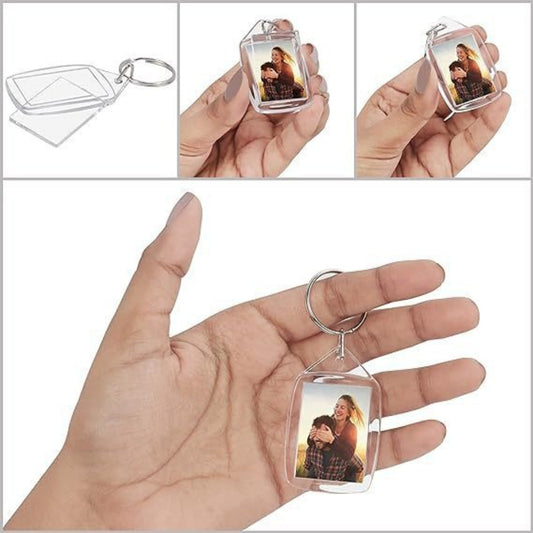 20pcs Blank Photo Frame Keychains Set Acrylic Clear Double-Sided Photo