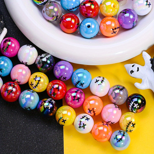 10pcs Halloween Ghost Graffiti Acrylic AB Beads