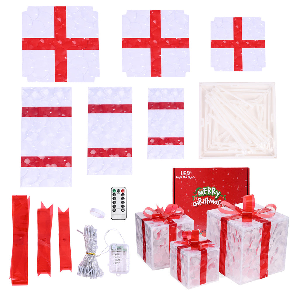 3-Piece Warm Light Christmas Gift Box Decorations