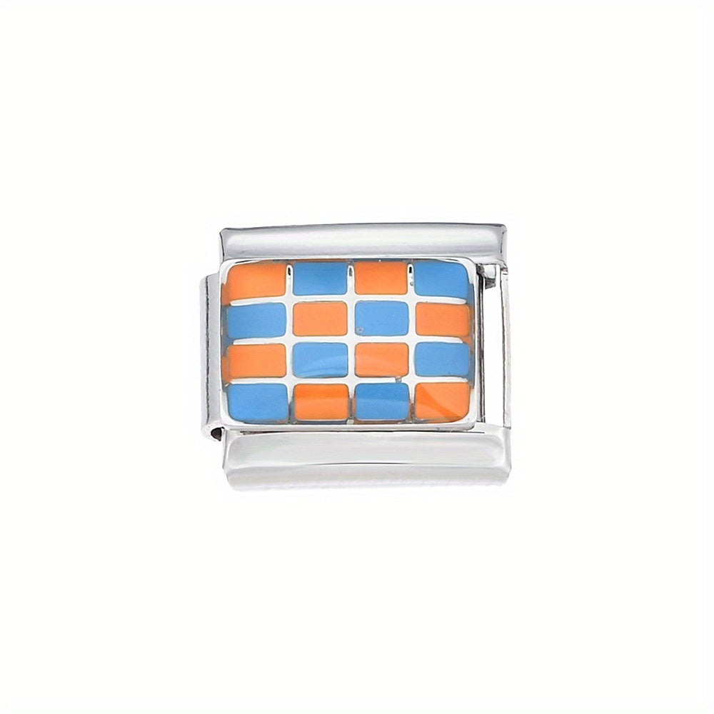 Checkerboard Stainless Steel Charm Module