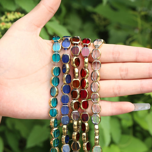 30PCS 9mm Flat Oval Faceted AB Crystal-Style Bead Set
