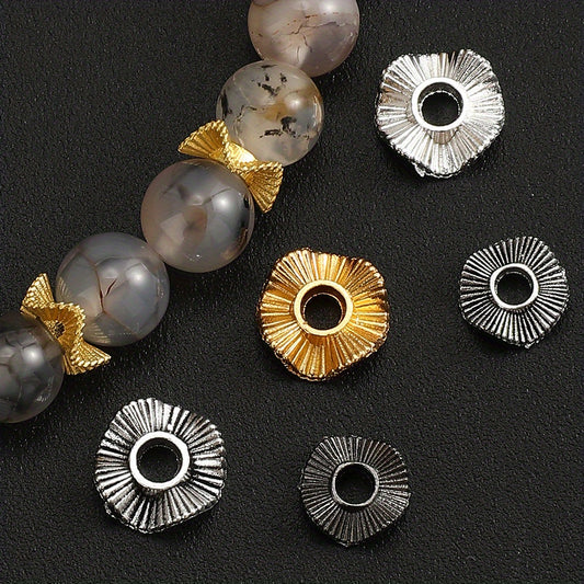 50pcs Wave Pattern Zinc Alloy Spacer Beads
