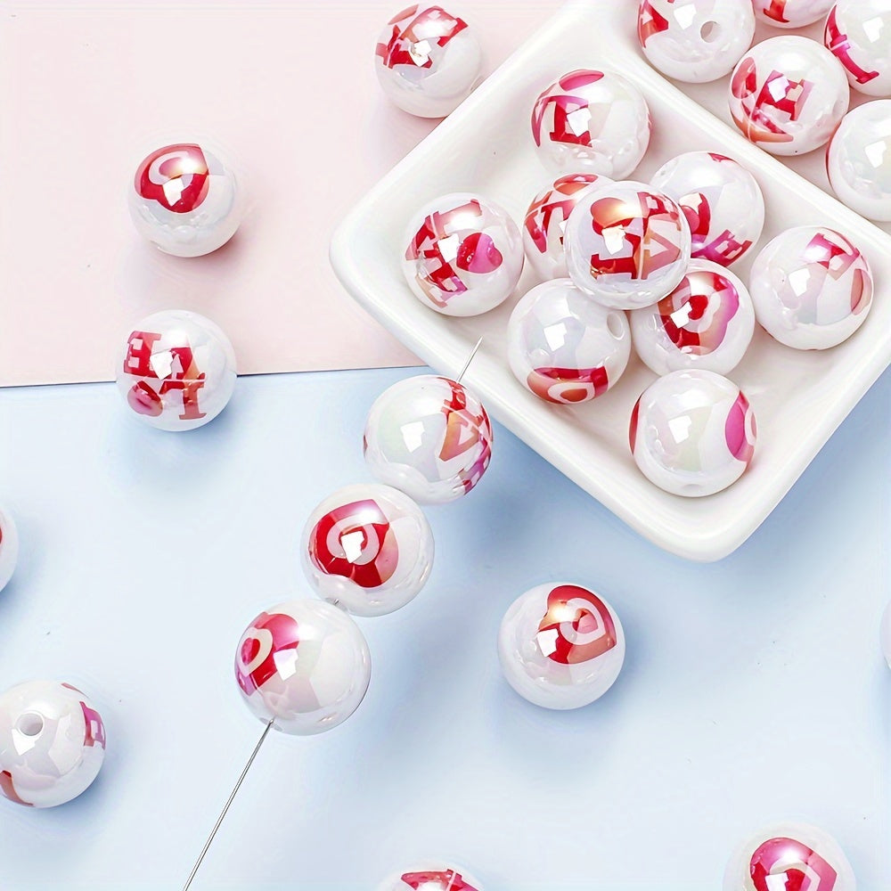 Red Romantic Round Acrylic Beads