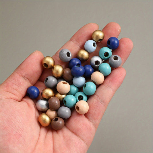 100PCS 12mm Multicolor Round Wooden Bead Set