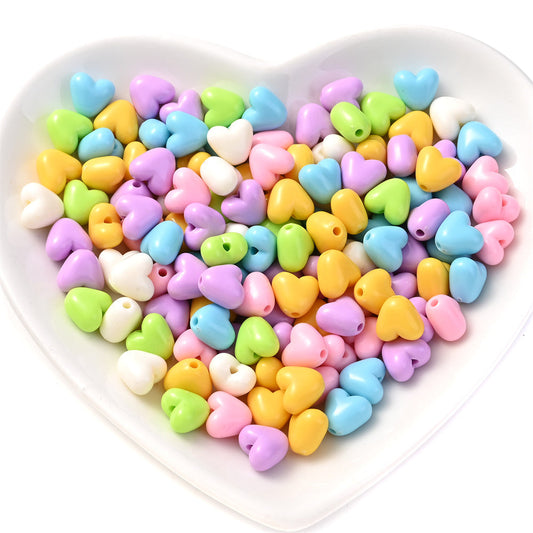 Colorful Luminous Heart Acrylic Spacer Beads