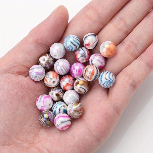 Colored Line Round Acrylic Beads