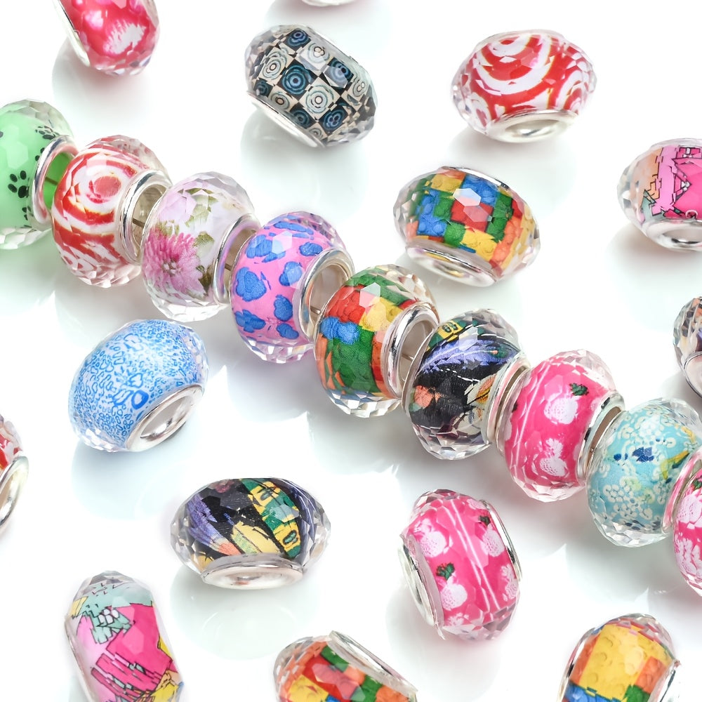 Color Printed Acrylic Large Hole Beads