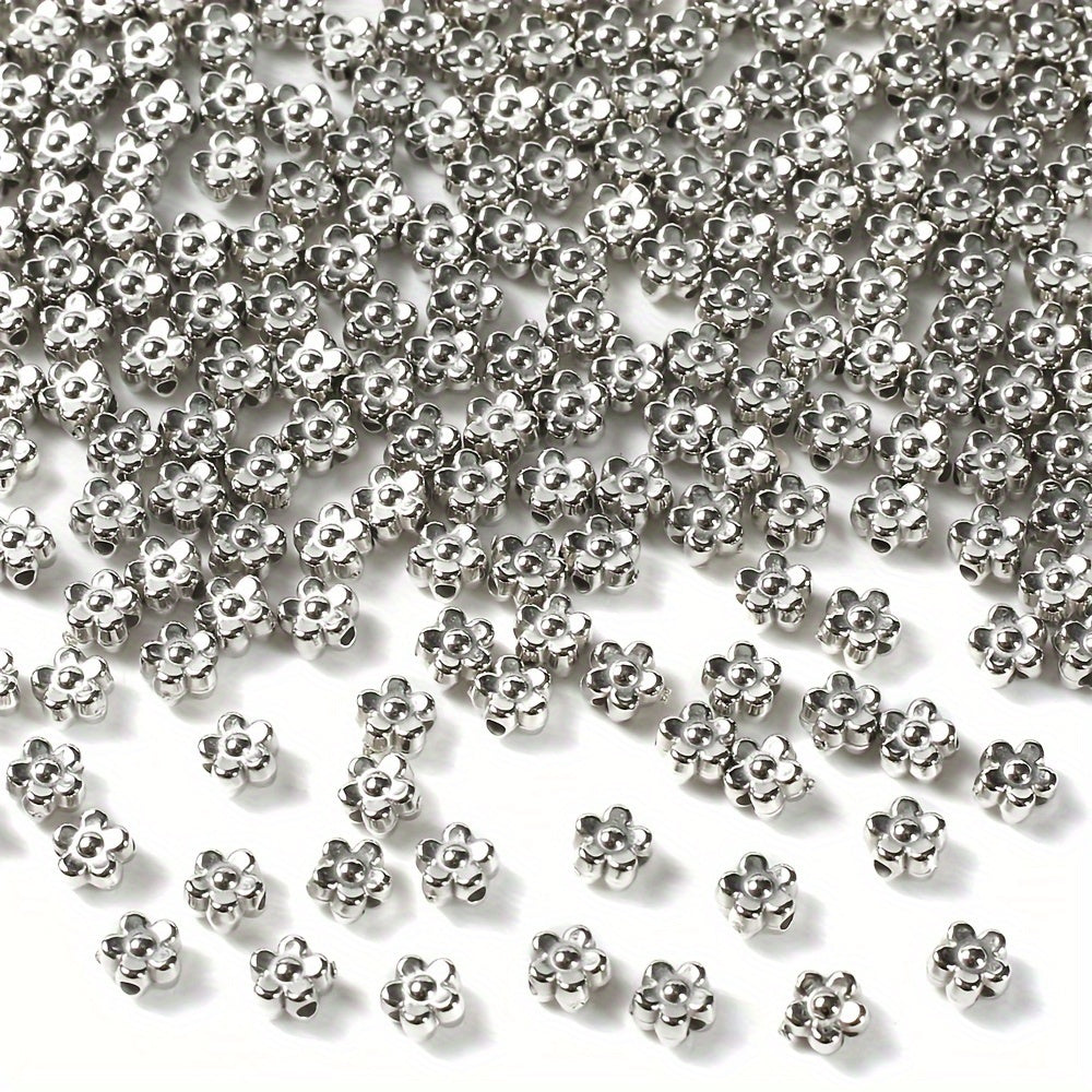 100pcs Silvery Plastic Flower Beads